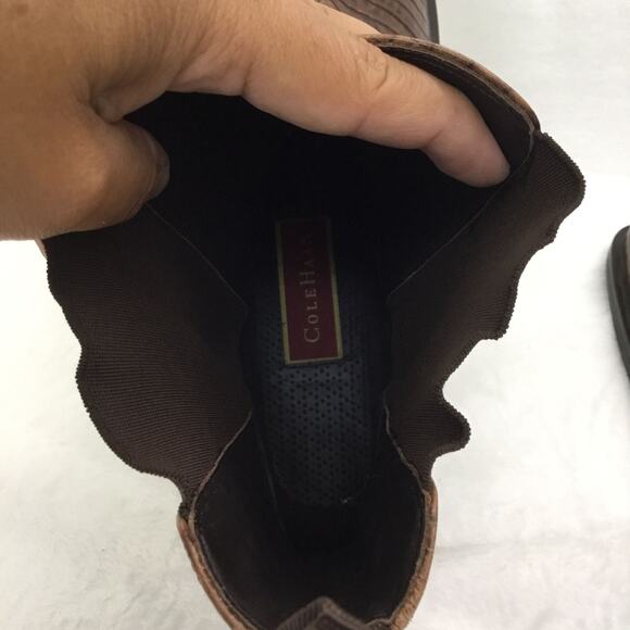 COLE HAAN Alligator Embossed Chelsea Boots Brown Men’s Sz 11.5 M - Picture 7 of 7